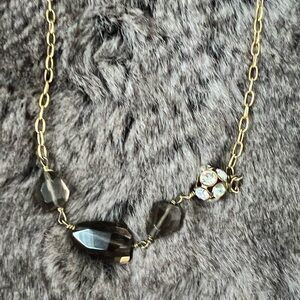 J. Crew Gold and Silver Necklace with Crystal Accents